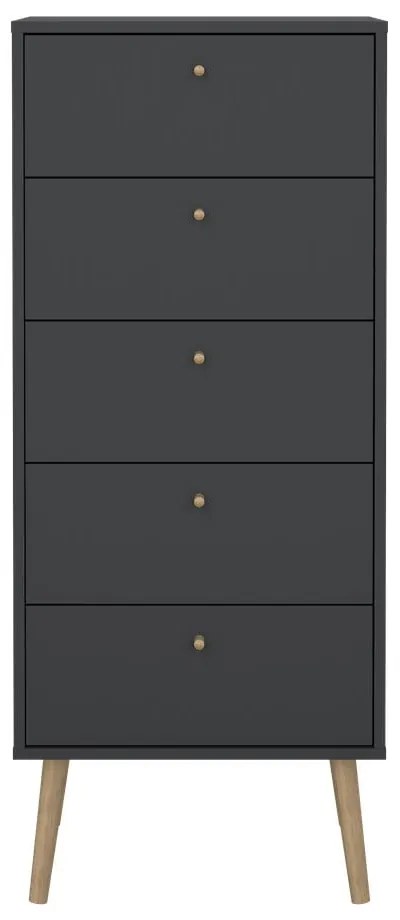 Antracytowa wysoka komoda 50x120 cm Bodo – Tvilum