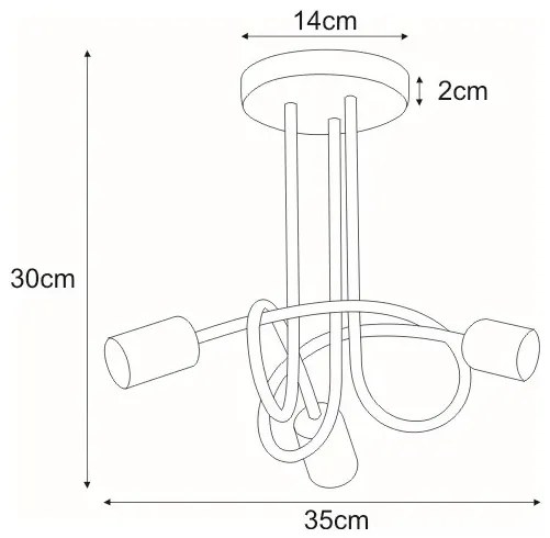 Czarna industrialna lampa sufitowa supeł - S146 Fibero 4X