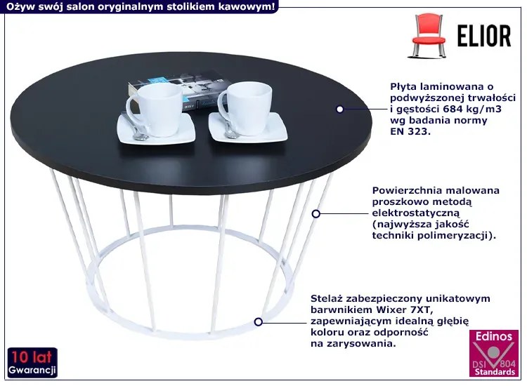 Stolik kawowy z metalowym stelażem czarny N9-E32