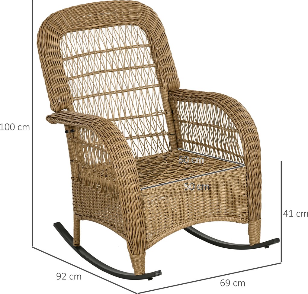 Outsunny Fotel Bujany Boho Rattan PE Zdejmowalne Pokrowce Naturalny Jasnoszary Relaks w Stylu | Aosom PL