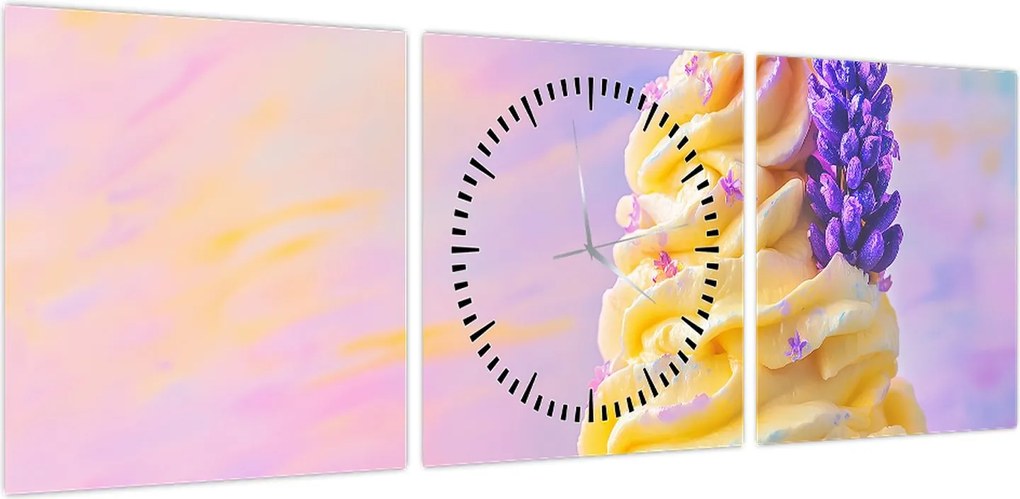 Obraz - Lody z lawendą (z zegarem) (90x30 cm)