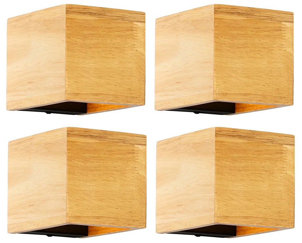 Zestaw 4 inteligentnych lamp ściennych z drewna dębowego w tym Wifi G9 - Transfer