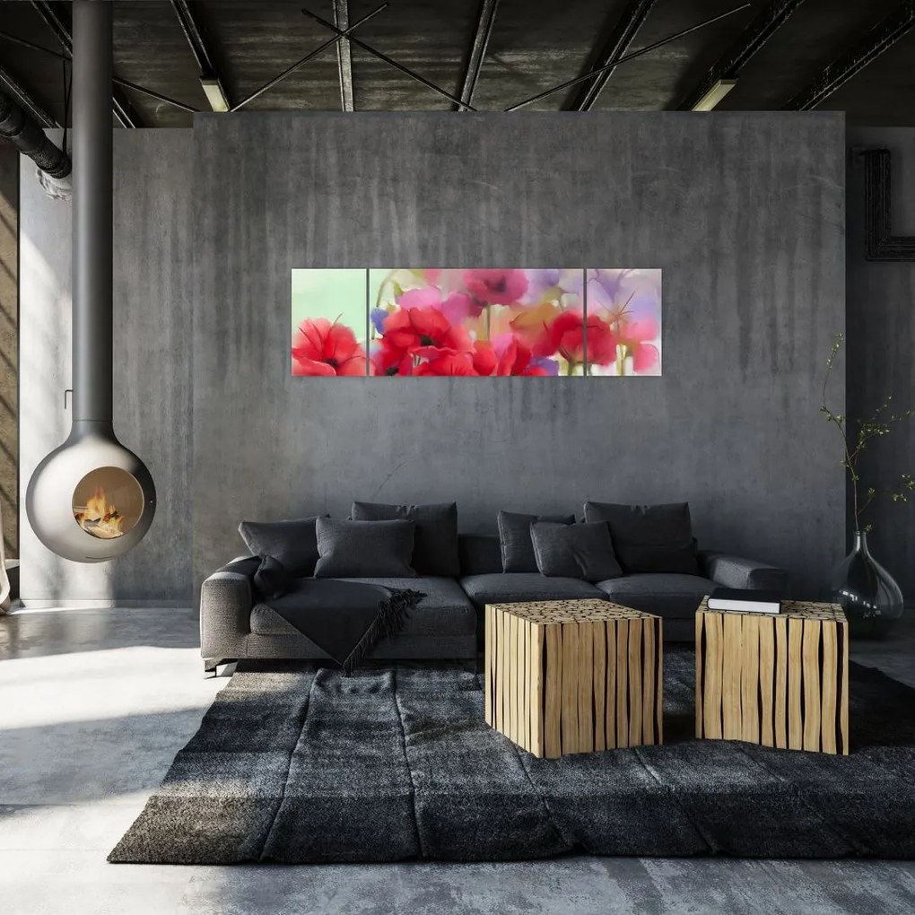 Obraz maków (170x50 cm)