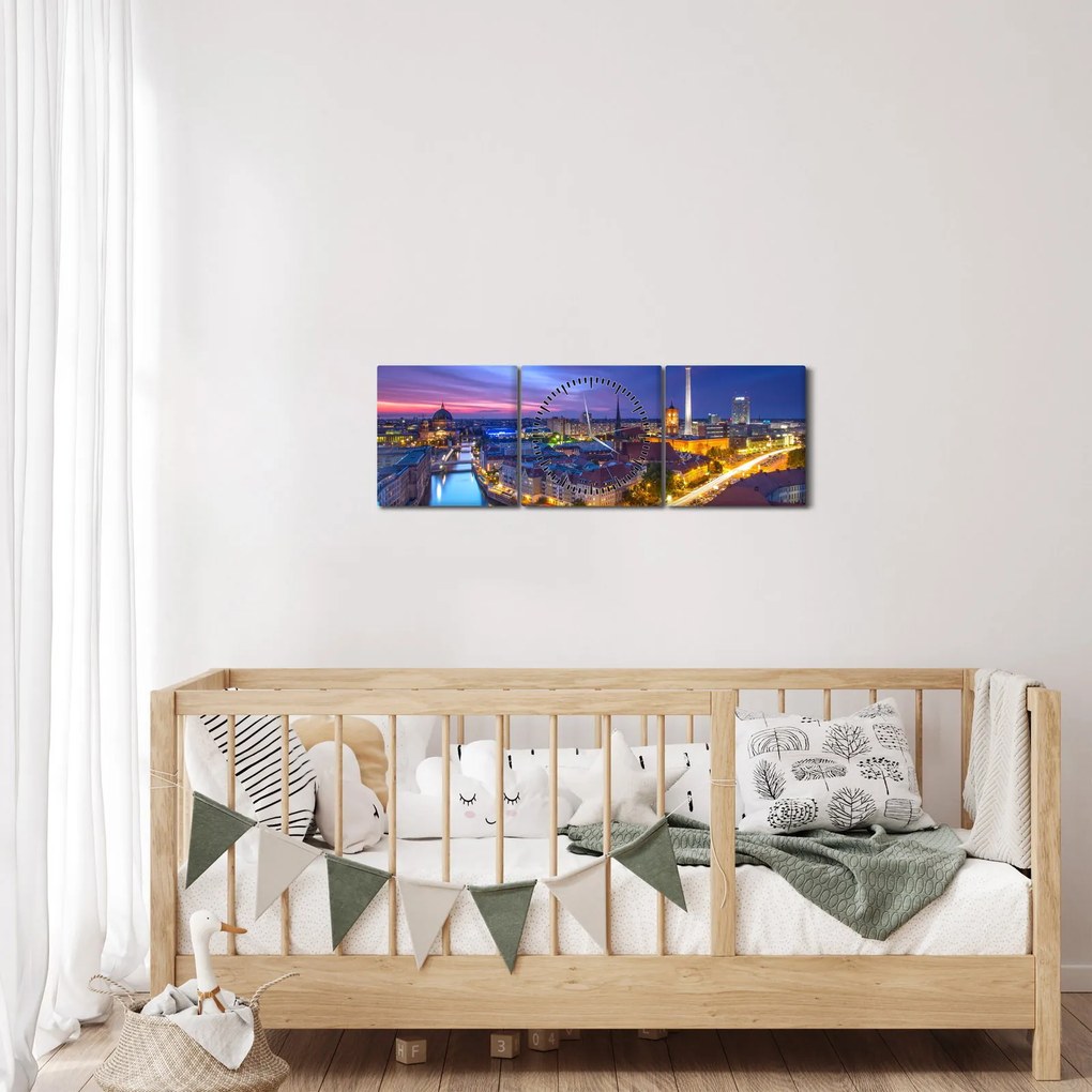 Obraz - Niebieskie niebo nad Berlinem (z zegarem) (90x30 cm)
