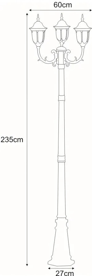 Czarna wysoka stojąca lampa ogrodowa potrójna - S318-Confucio