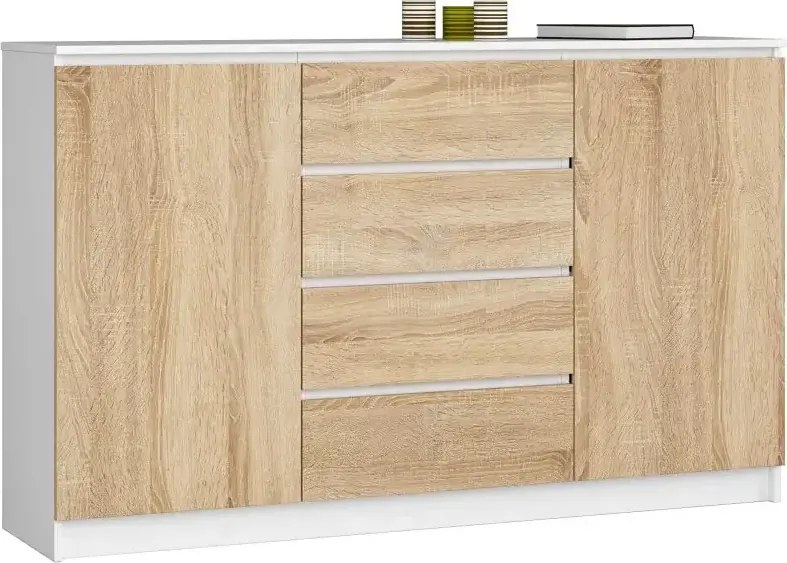 Skandynawska komoda do salonu biały + dąb sonoma F7-Z81