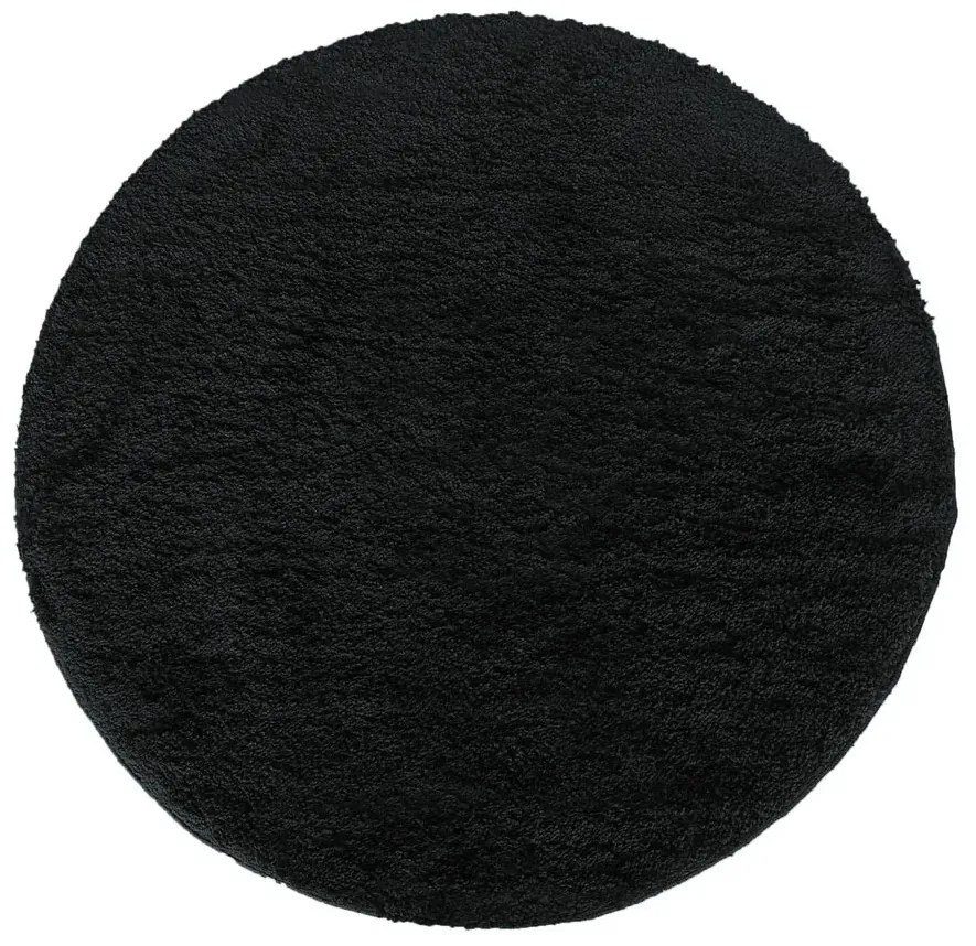 Czarny nowoczesny dywan koło shaggy K7-A03