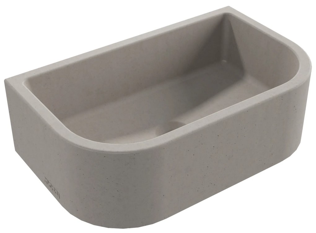 Umywalka betonowa półokrągła wisząca / nablatowa bez otworu na baterię 49 x 30 cm PALANGA | różne kolory : Kolor - Cappuccino, Typ montażu - podwieszana