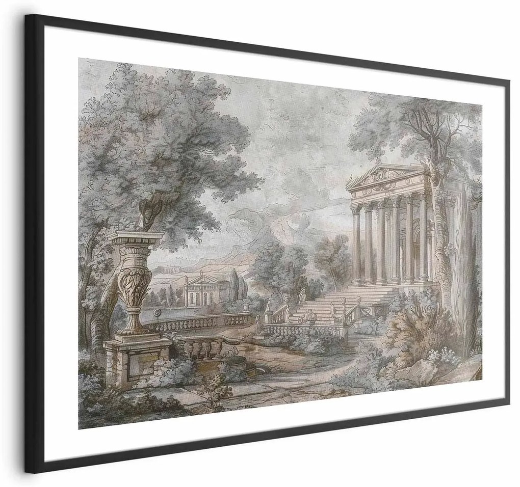 Plakat Świątynia na wzgórzu 90x60 cm z ramą czarną z marginesem ARTGEIST B