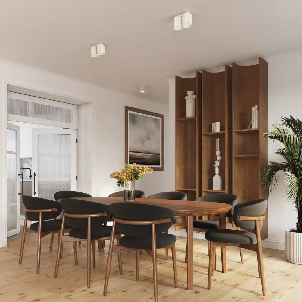 Plafon dwupunktowy AURA 2 beżowy GU10 ryflowany  SOLLUX  LIGHTING