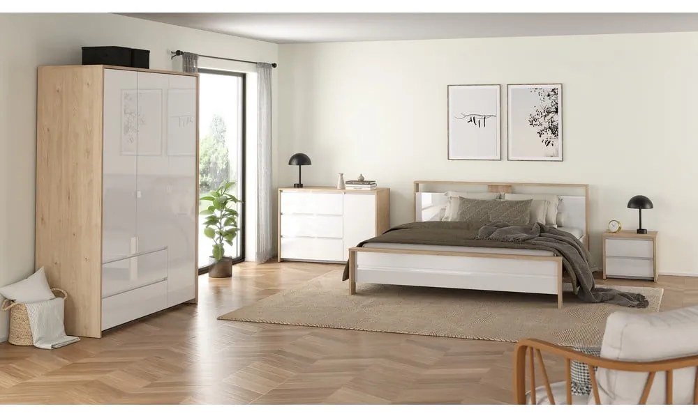 Biało-naturalna komoda w dekorze dębu 119x84x48 cm Next – Tvilum