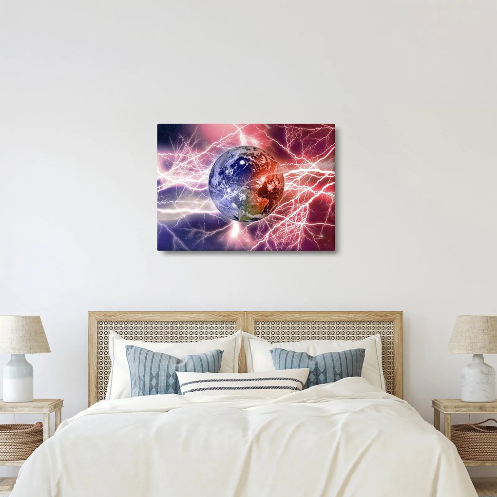 Obraz - Kula ziemska pod prądem (70x50 cm)