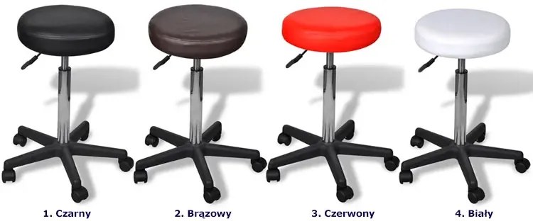 Komplet dwóch czerwonych taboretów na kółkach W2-H90