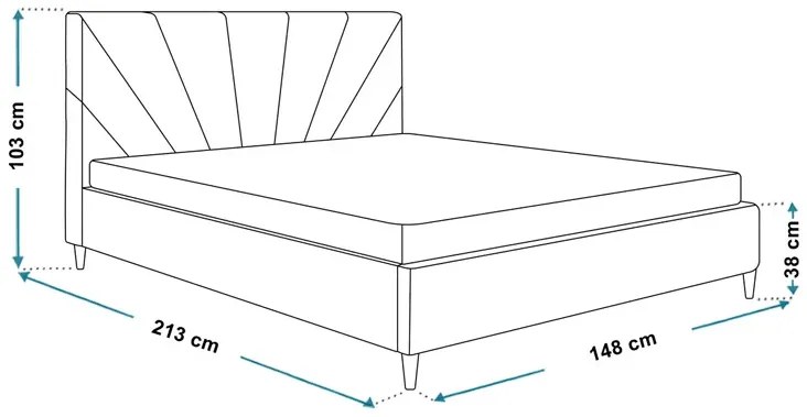 Podwójne łóżko z zagłówkiem 140x200 Marina - 36 kolorów