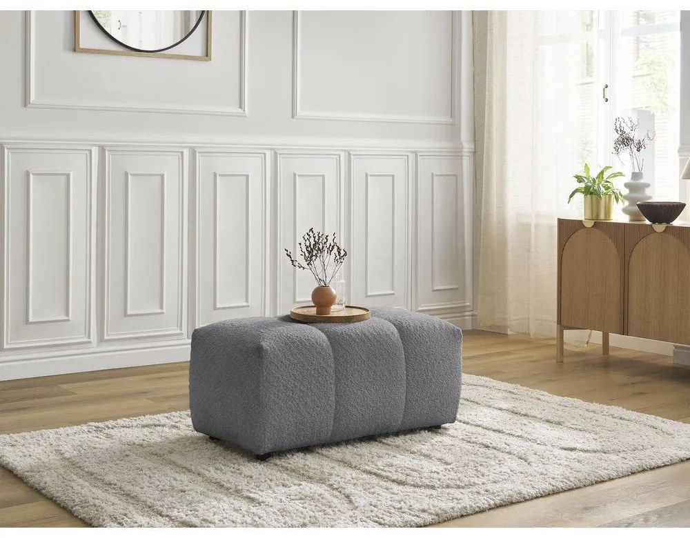 Szary podnóżek z materiału bouclé Roxelane – Bobochic Paris