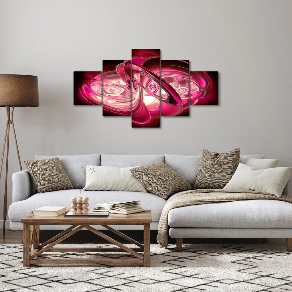 Obraz różowych fraktali (125x70 cm)