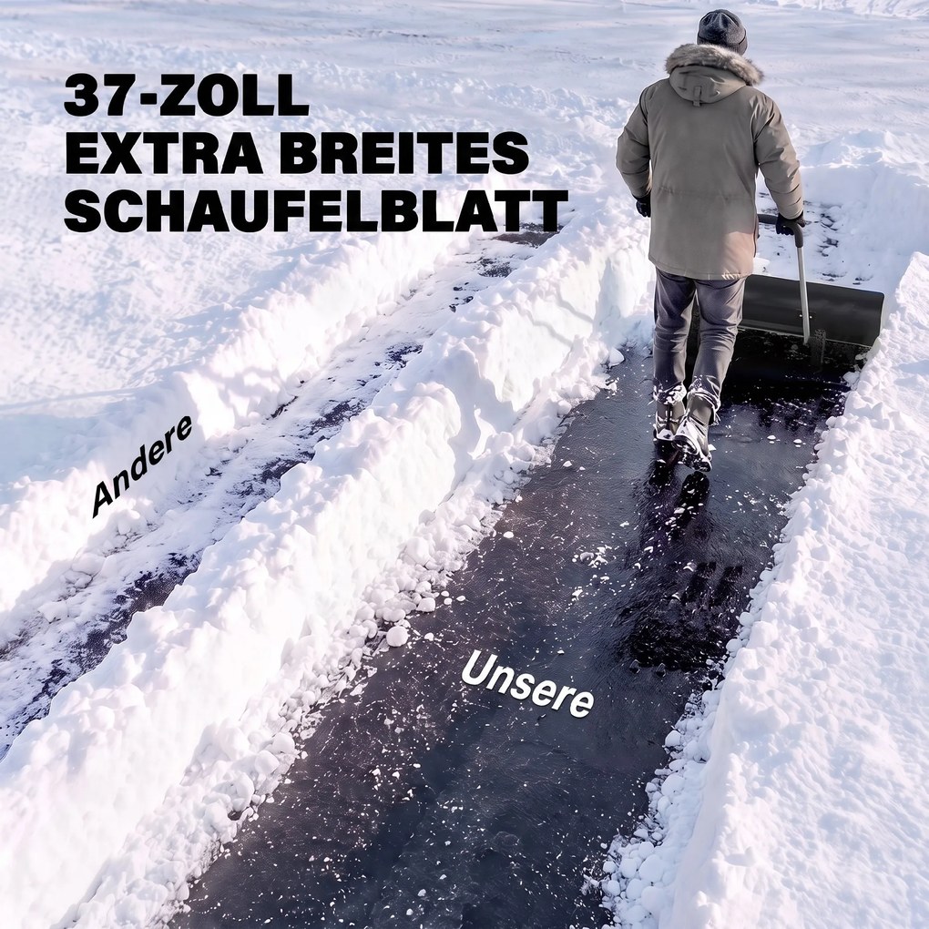 Outsunny Duży pług do śniegu 95 cm extra szeroki aluminiowa łopata z kółkami regulowany i antypoślizgowy uchwyt, kątowy | Aosom PL