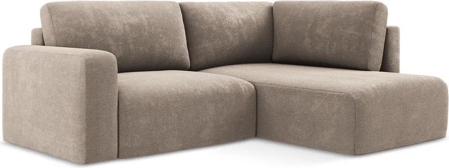 Beżowy rozkładany/ze schowkiem narożnik z tkaniny szenilowej (prawostronny/w kształcie litery L) Kona – Makamii