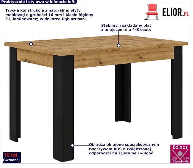 Stół rozkładany dąb artisan - Everol 10X