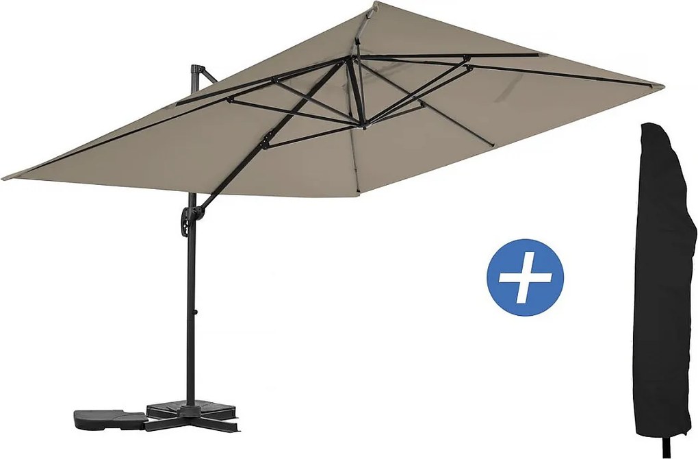 Parasol ogrodowy aluminiowy Sky 4 Cantilever - 3 x 4 m - Taupe - z pokrowcem ochronnym
