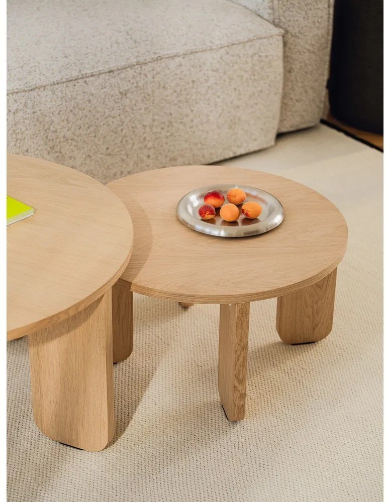 Okrągły stolik z blatem w dekorze dębu w naturalnym kolorze ø 55 cm Kuvu – noo.ma