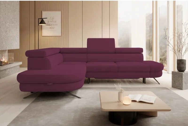 Narożnik OTIS L Lewostronny Regulowane Zagłówki wolnostojący tkanina AURORA 09 WERSAL