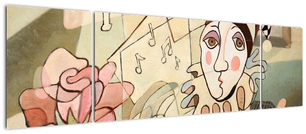 Obraz - Kubizm - harlequin and rose (170x50 cm)