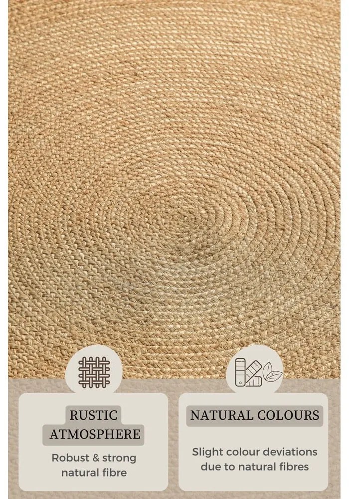 Okrągły dywan z juty dwustronny w naturalnym kolorze ø 140 cm Braided Gold – Hanse Home