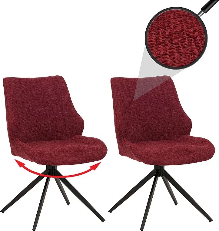 Krzesło do jadalni MCW-O48 (zestaw 2 sztuk),  bordo