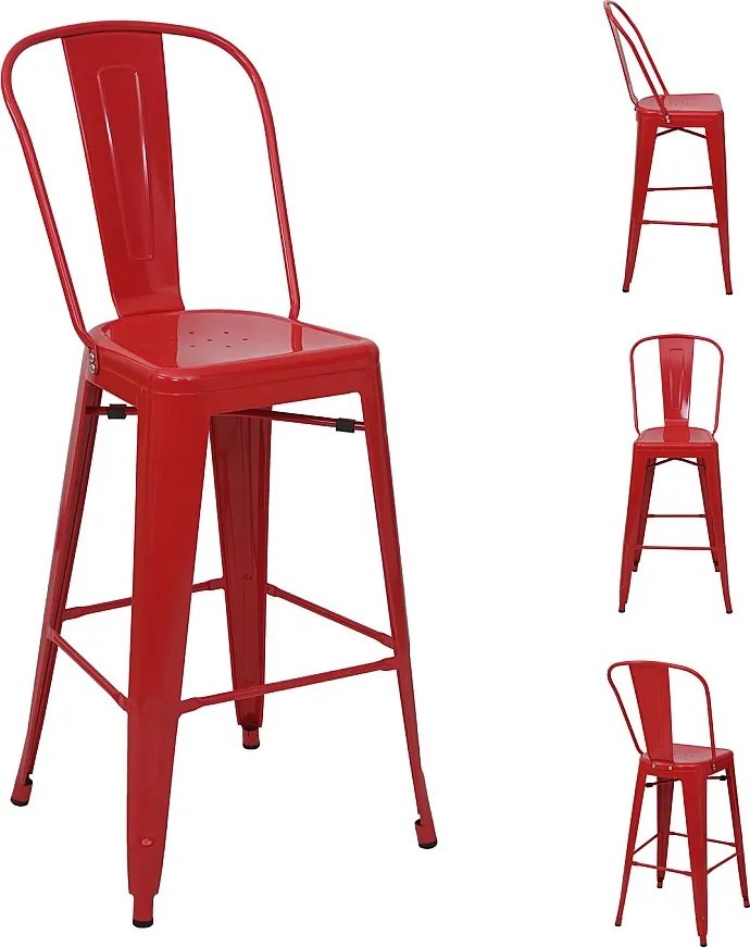 Metalowy stołek barowy MCW-A73 (zestaw 4 sztuk),  czerwony