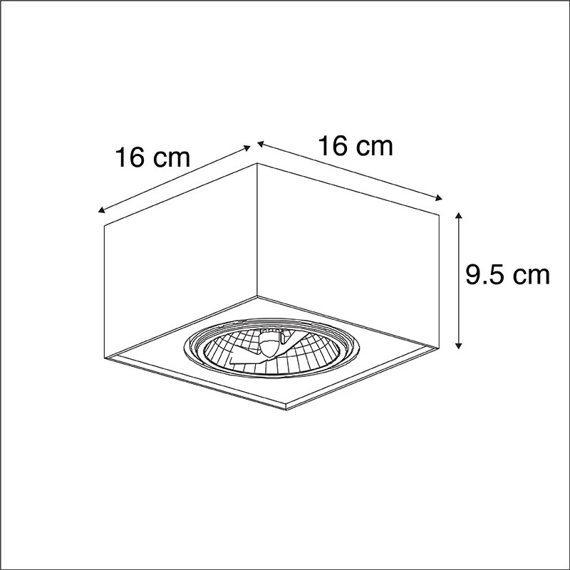 Designerski reflektor kwadratowy czarny - Kaya