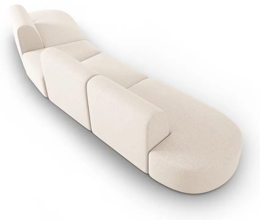 Beżowa sofa z tkaniny szenilowej prawostronna 428 cm Paolo – Milo Casa