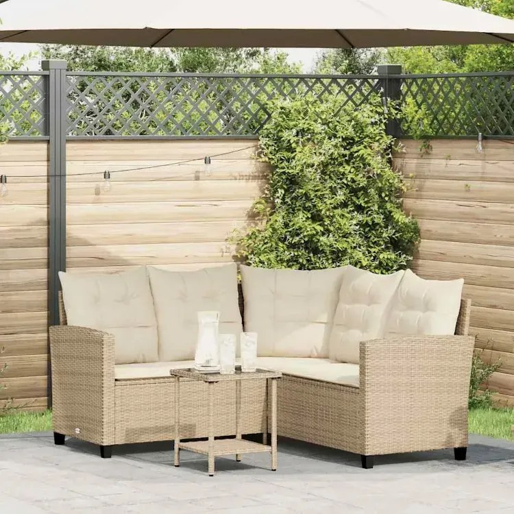 Narożna sofa ogrodowa i stolik beżowy S9-L88