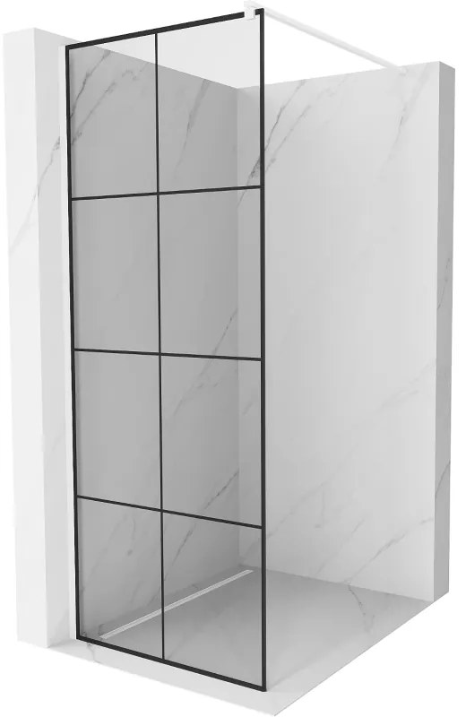 Mexen Kioto ścianka prysznicowa Walk-in 80 x 200 cm, czarny wzór 8 mm, biała - 800-080-101-20-77