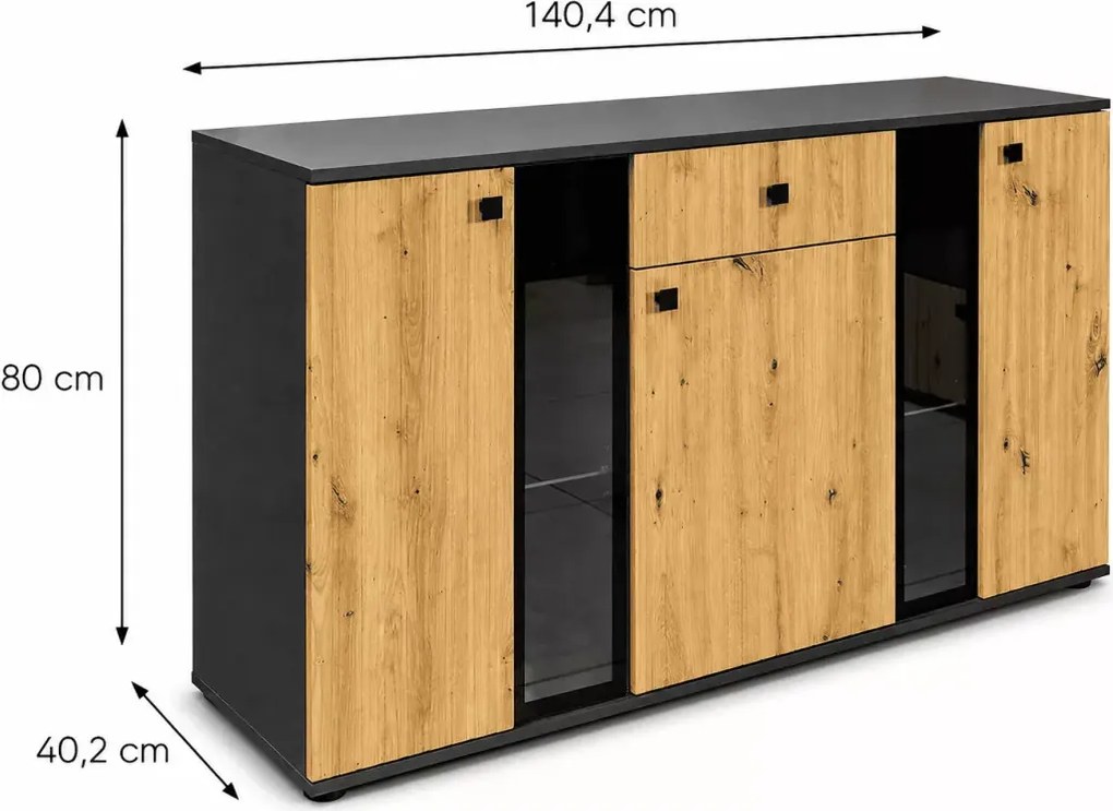 Komoda Salor w kolorze Dąb Artisan + Matera do salonu