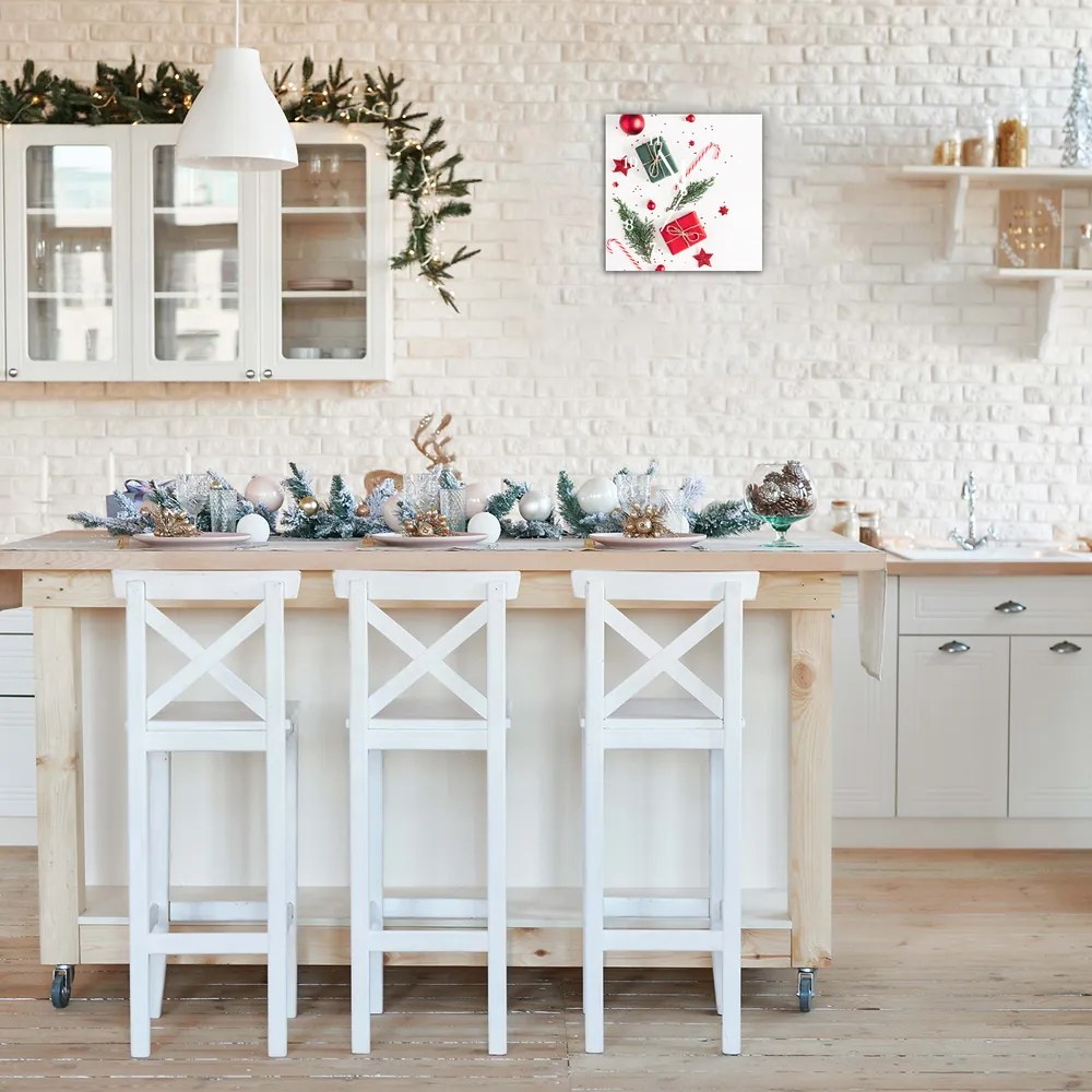 Zegar ścienny Prezent Słodycze Bombki Święta