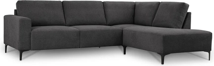 Antracytowy narożnik z tkaniny szenilowej (prawostronny/w kształcie litery L) Fabian – Scandic