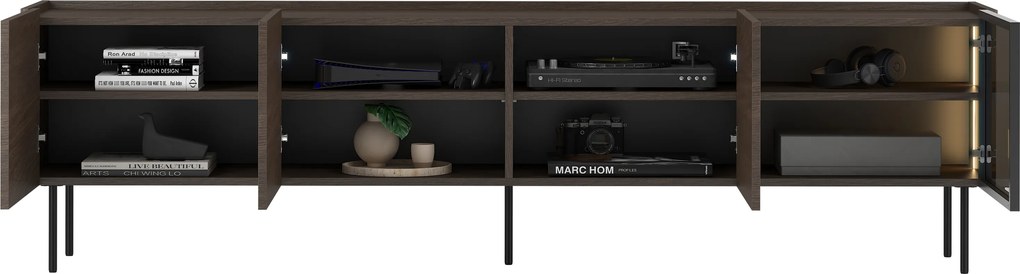 Szafka RTV Dunari 220 cm z metalowymi nogami - dąb dunin