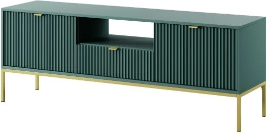 NAYA Szafka RTV 154 zielona (LABRADOR) | złoty stelaż