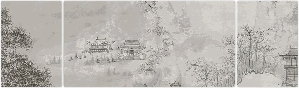 Obraz - Chiński krajobraz (170x50 cm)