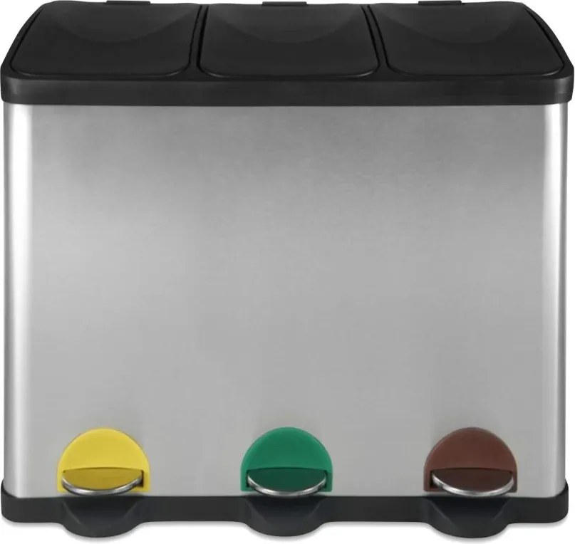 JAGO Kosz na śmieci z pedałem, stal nierdzewna, 3 x 20 L