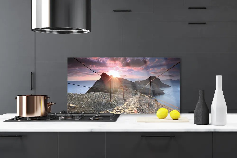 Dekor Szklany do Kuchni Szlak nad Przepaścią o Zmierzchu