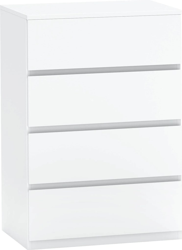 HOMCOM Komoda z 4 szufladami, biała, 55 x 33 x 80 cm, szafka biurowa z zabezpieczonymi uchwytami, do salonu i sypialni