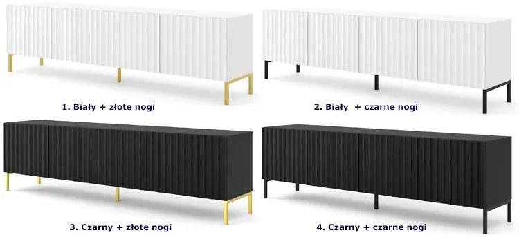 Szafka pod TV z lamelami czarny mat + czarne nóżki K7-D37