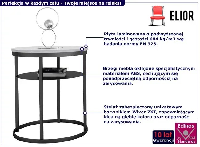 Nowoczesny stolik kawowy z półką beton + czarny - Melkor 4X