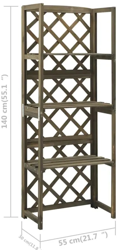 Szary drewniany regał na kwiaty S6-R23