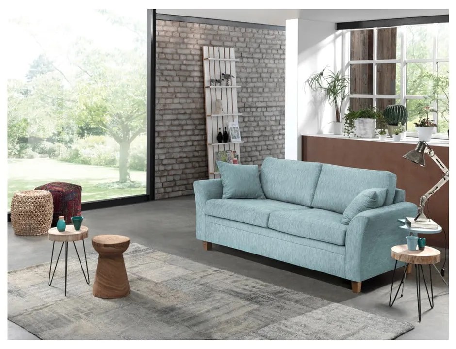 Miętowa rozkładana sofa Scandic Sonia