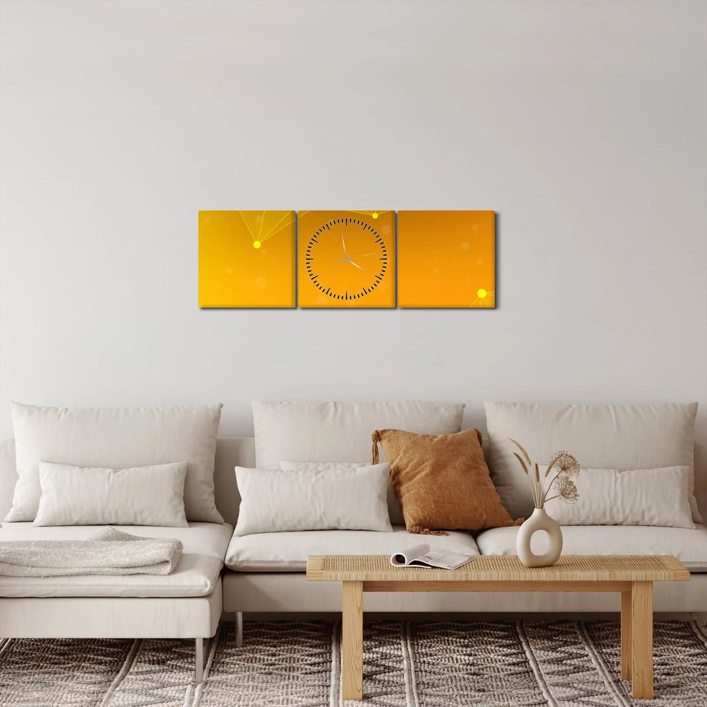 Abstrakcyjny żółty obraz (z zegarem) (90x30 cm)