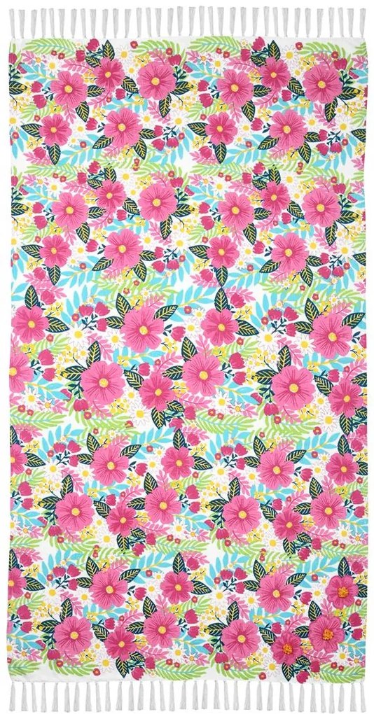 Koc plażowy w kwiaty, DOLCEVITA, 90 x 180 cm