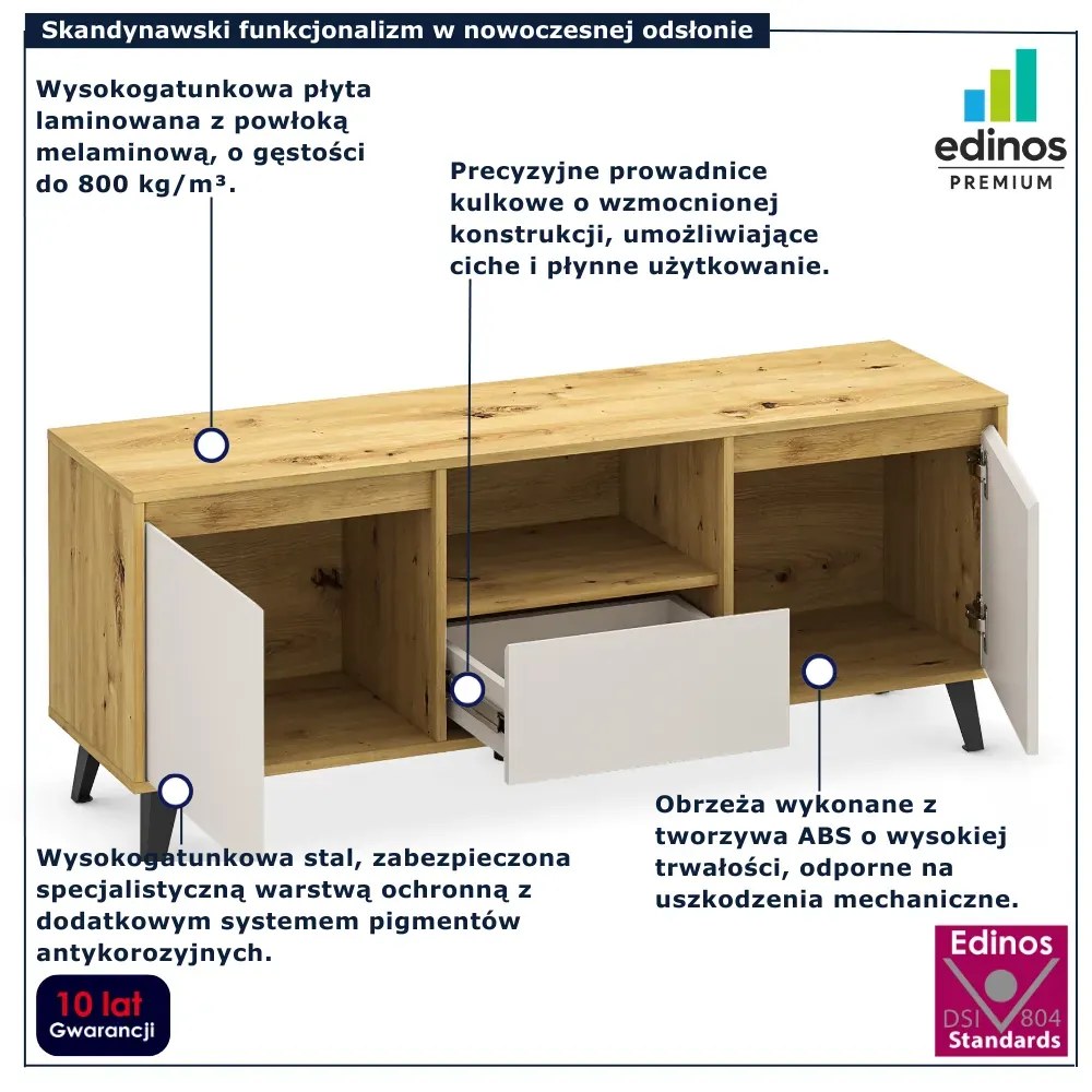 Stolik RTV pod telewizor dąb artisan + kaszmir N5-L25